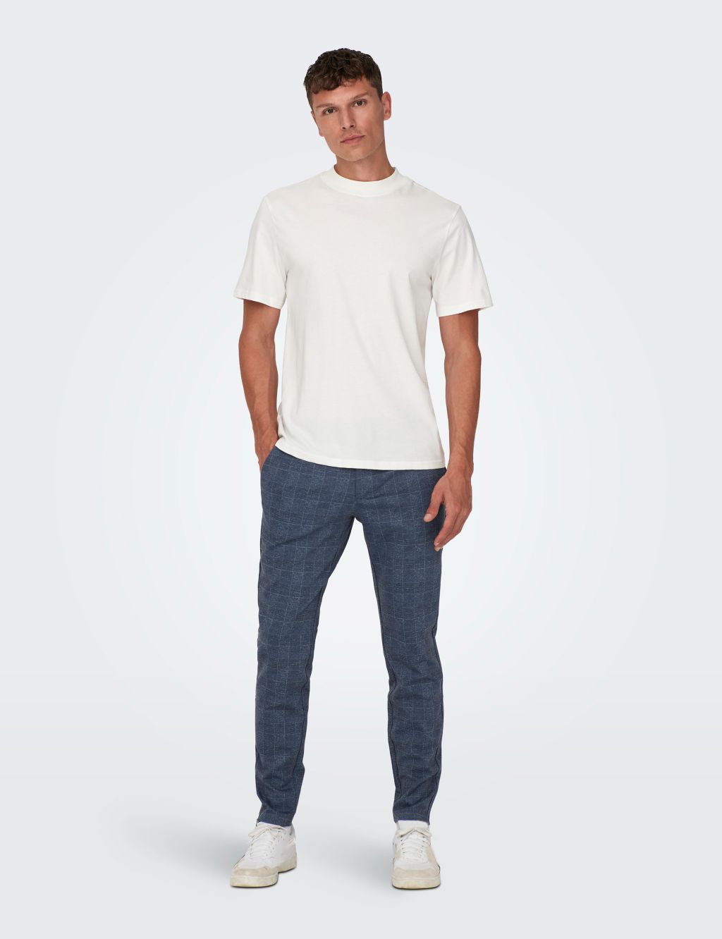 Tapered Fit Checked Trousers image 1