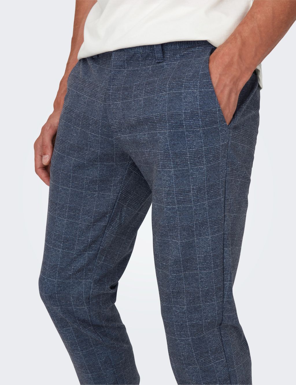 Tapered Fit Checked Trousers image 5