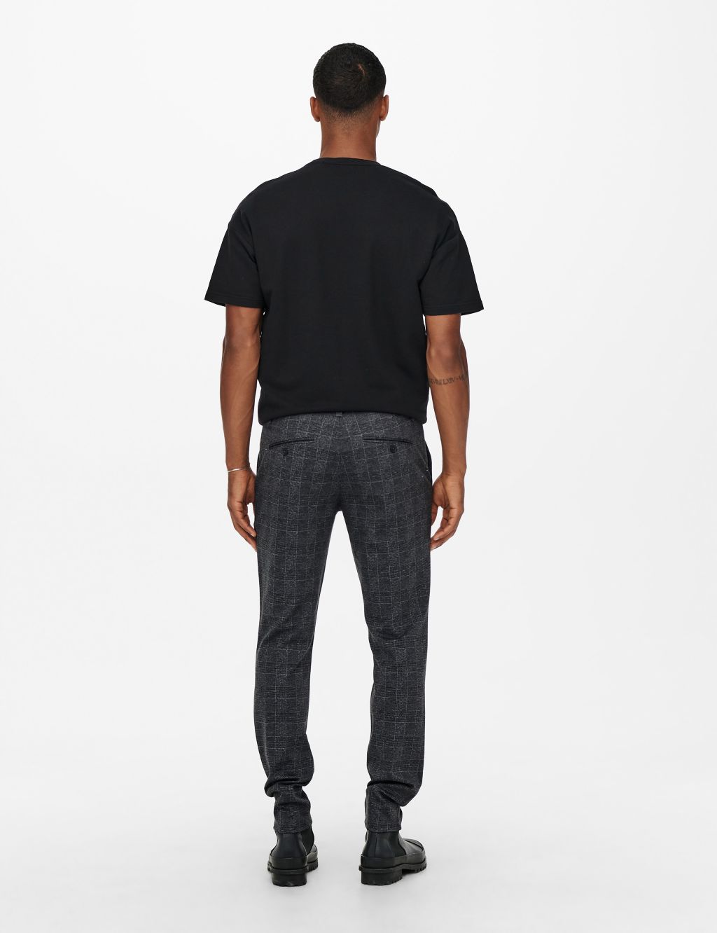 Tapered Fit Checked Trousers image 4