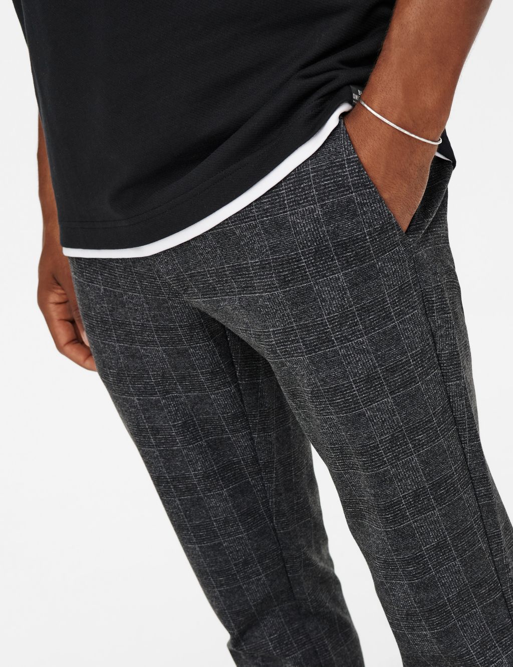 Tapered Fit Checked Trousers image 5