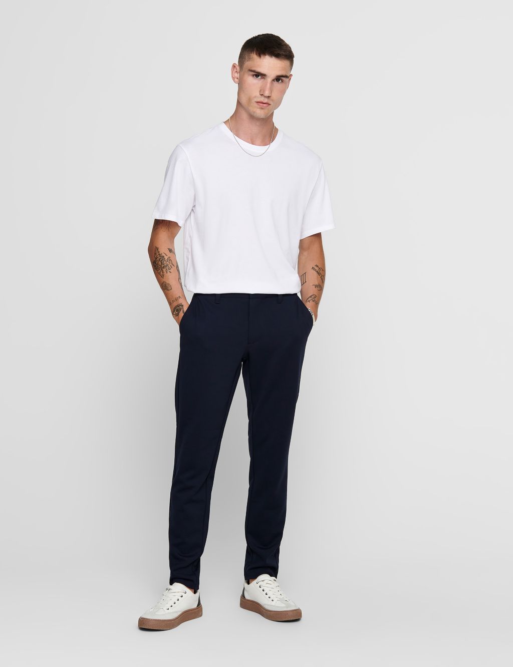 Tapered Fit Flat Front Trousers image 3