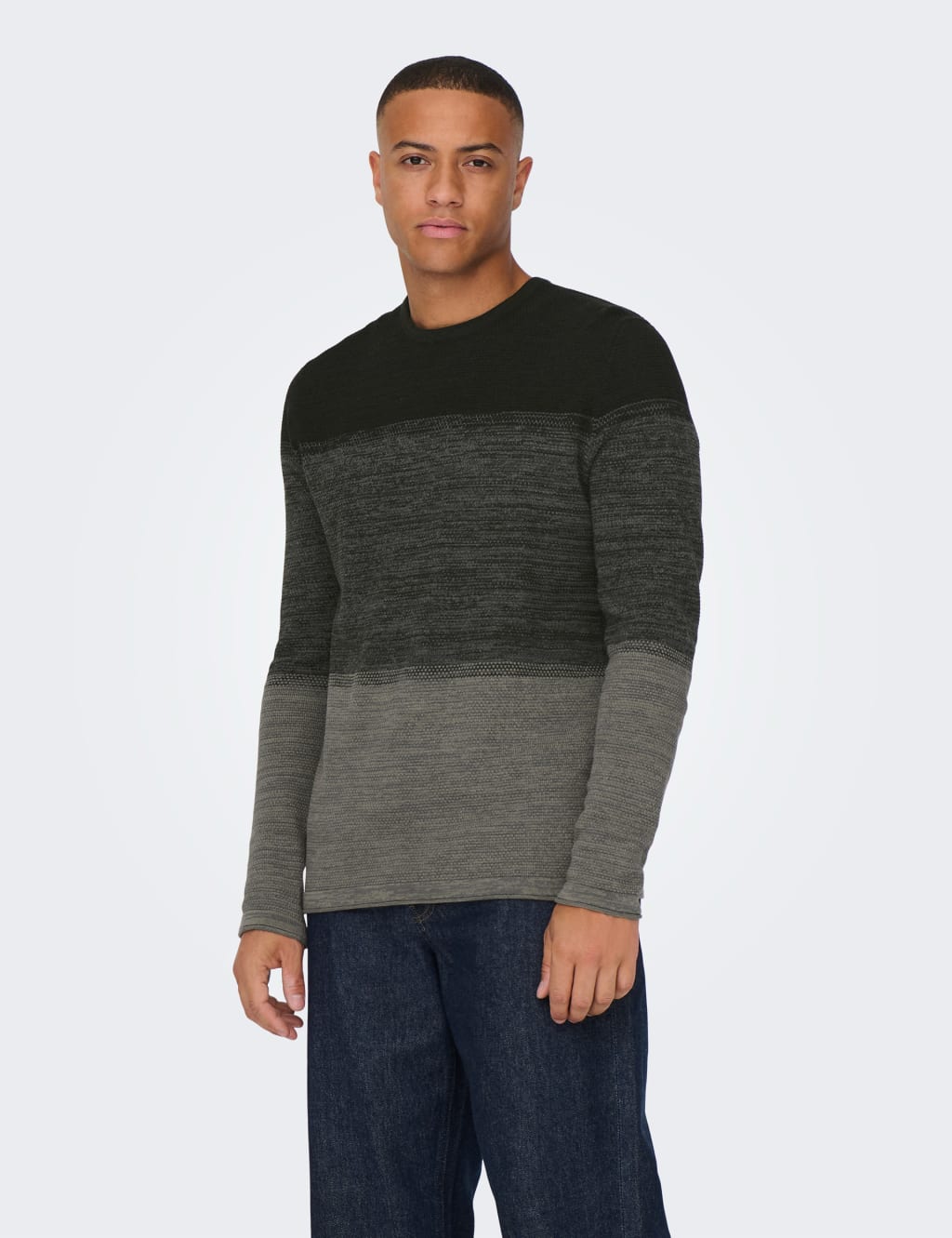 Pure Cotton Textured Crew Neck Jumper image 1