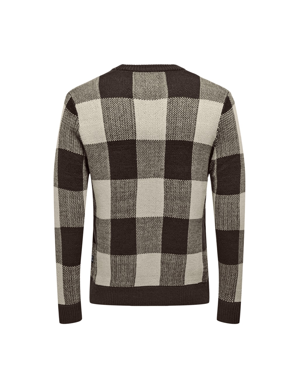 Cotton Blend Checked Crew Neck Jumper image 2
