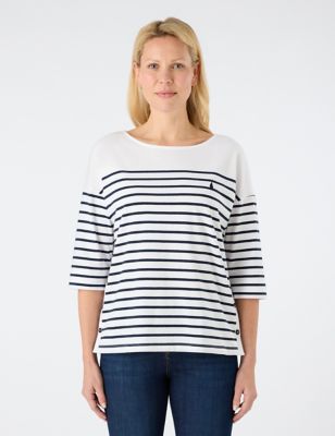Musto Womens Falmouth Pure Cotton Striped T-Shirt - 10 - Red Mix, Red Mix