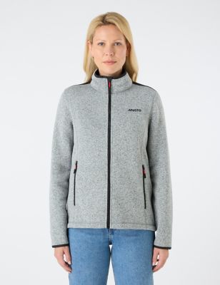 Musto Women's Zip Up Funnel Neck Fleece Jacket - 8REG - Grey, Grey,Navy