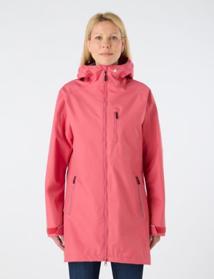 Musto Womens Hooded Longline Raincoat - 10REG - Pink, Pink