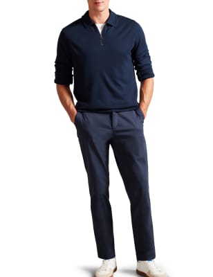 Zip Up Knitted Polo Shirt