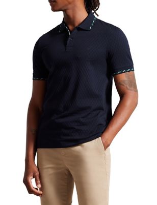 Ted Baker Mens Slim Fit Pure Cotton Tipped Polo Shirt - Navy, Navy