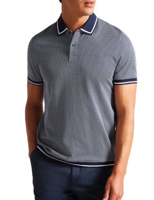 Pure Cotton Geometric Textured Polo Shirt | Ted Baker | M&S
