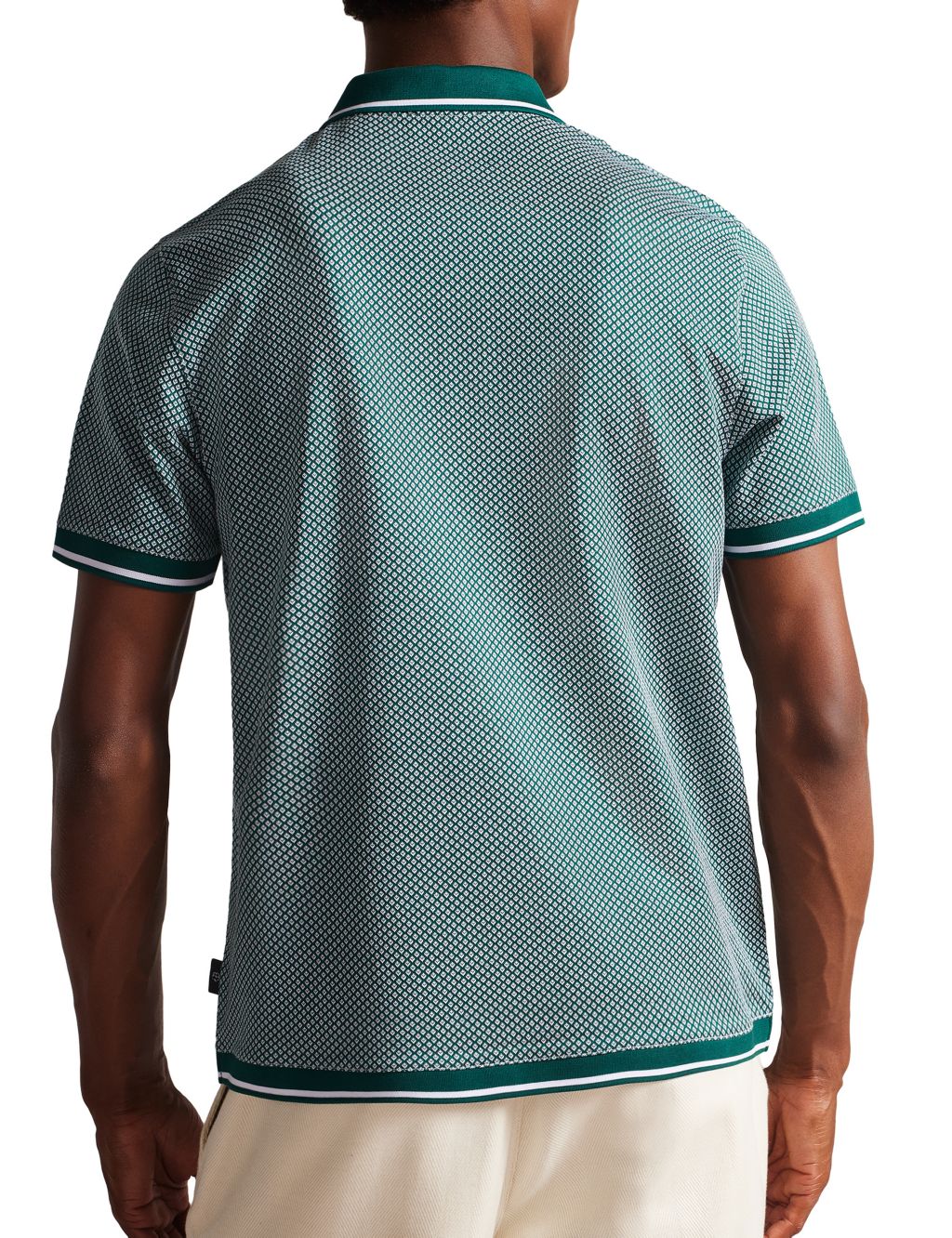 Pure Cotton Geometric Textured Polo Shirt image 3