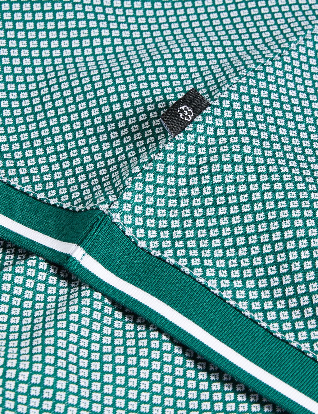 Pure Cotton Geometric Textured Polo Shirt image 4