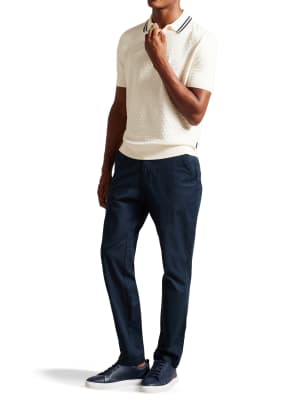 Textured Tipped Collar Polo Shirt