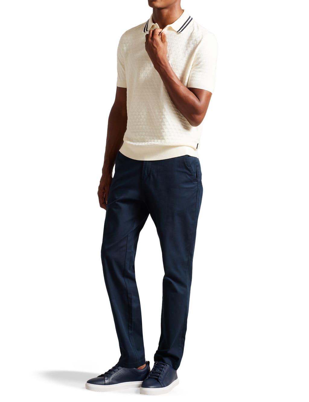 Textured Tipped Collar Polo Shirt image 1