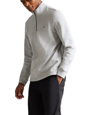 Pure Cotton Half Zip Funnel Neck Sweatshirt