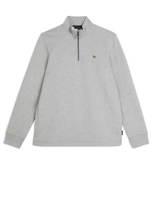 Pure Cotton Half Zip Funnel Neck Sweatshirt