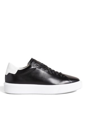 Ted Baker Mens Leather Lace Up Trainers - 9 - Black, Black