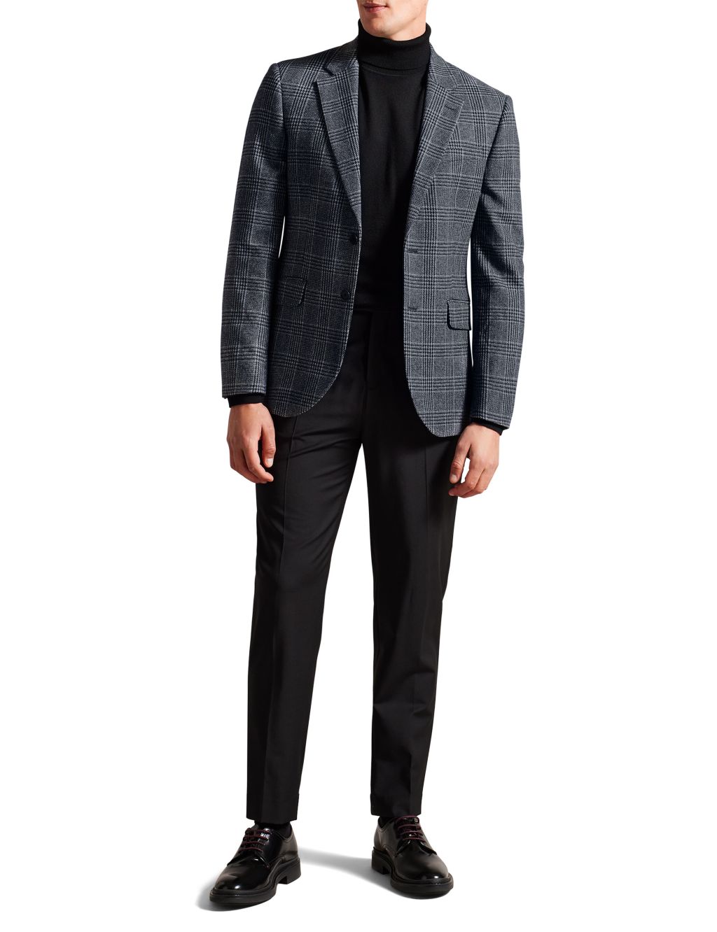 Regular Fit Wool Blend Check Suit Jacket image 3