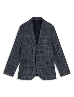 Regular Fit Wool Blend Check Suit Jacket