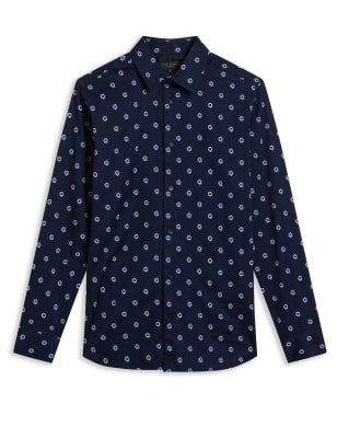 Cotton Rich Floral Oxford Shirt
