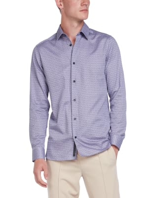 Cotton Rich Geometric Print Oxford Shirt