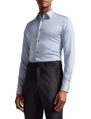 Cotton Rich Herringbone Print Oxford Shirt