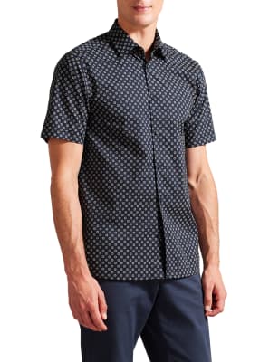 Pure Cotton Geometric Print Shirt