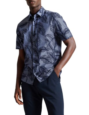 Pure Cotton Leaf Print Shirt