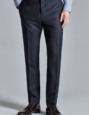 Regular Fit Wool Rich Check Suit Trousers