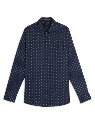 Slim Fit Cotton Rich Geometric Print Shirt