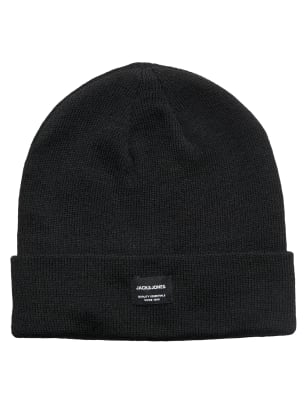 

Mens JACK & JONES Knitted Beanie Hat - Black, Black