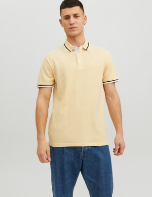 

Mens JACK & JONES Slim Fit Pure Cotton Tipped Polo Shirt - Yellow, Yellow