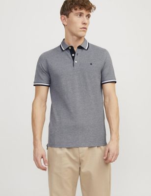 Slim Fit Pure Cotton Tipped Polo Shirt | JACK & JONES | M&S