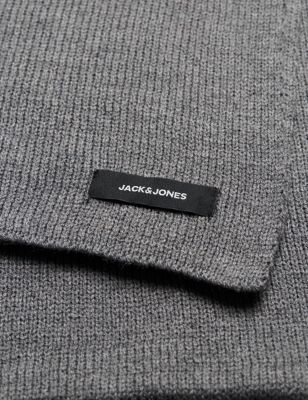 

Mens JACK & JONES Knitted Scarf - Grey, Grey