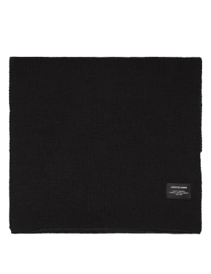 

Mens JACK & JONES Knitted Scarf - Black, Black