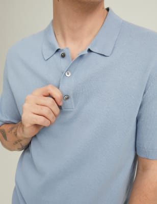 

JACK & JONES Polo de punto 100% algodón de manga cortaMens - Blue Mix, Blue Mix