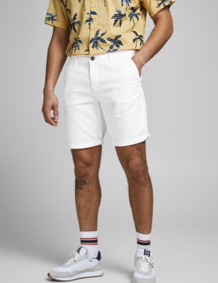 

Mens JACK & JONES Regular Fit Chino Shorts - White, White