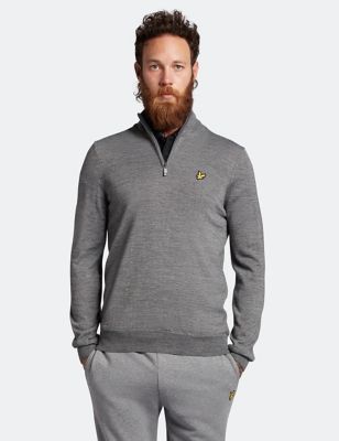 Lyle & Scott Men's Merino Wool Blend Half Zip Jumper - Grey, Grey,Navy