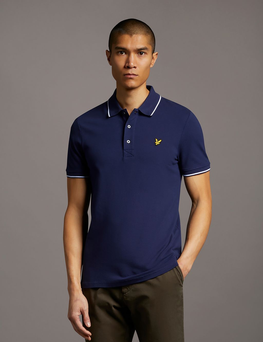 Cotton Rich Tipped Collar Polo Shirt image 1