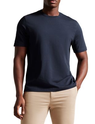 Ted Baker Mens Pure Cotton Crew Neck T-Shirt - Navy, Navy,White