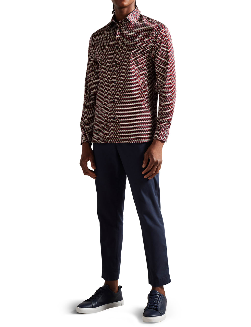 Slim Fit Cotton Rich Geometric Print Shirt image 3