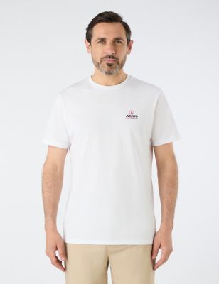 Musto Men's Pure Cotton Crew Neck Logo Graphic T-Shirt - White, White,Navy