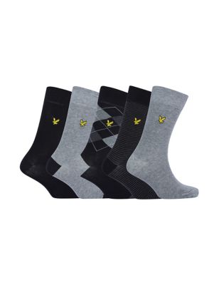 Lyle & Scott Men's 5pk Assorted Cotton Rich Socks - Multi, Multi