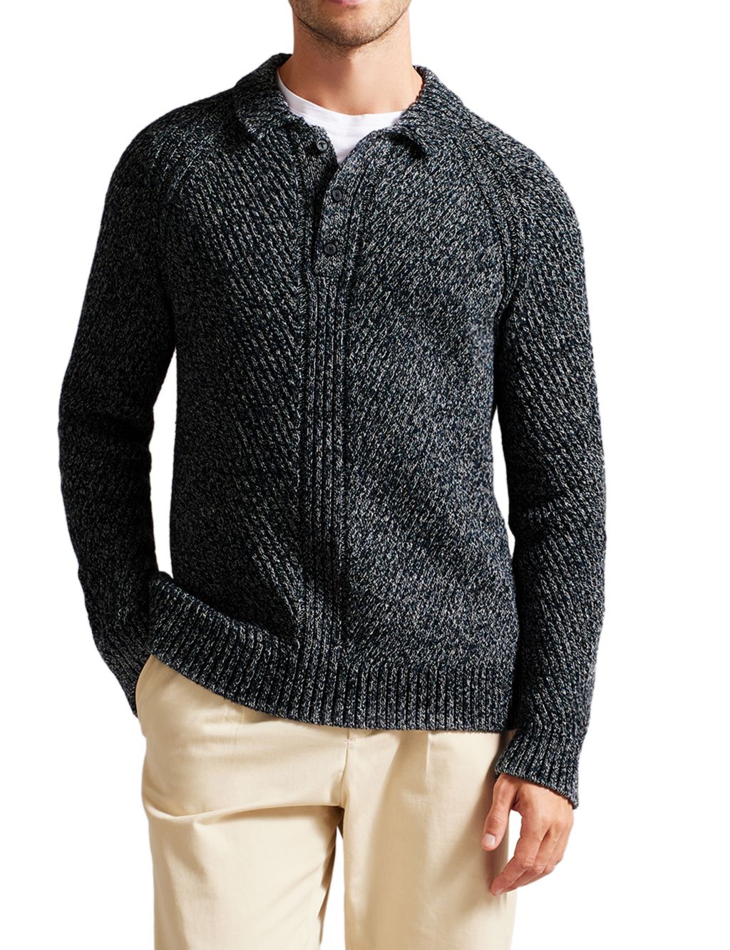 Cotton Rich Textured Knitted Polo Shirt image 1