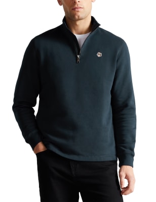 Pure Cotton Half Zip Funnel Neck Sweatshirt