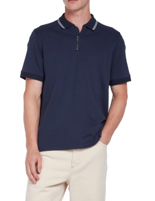 Half Zip Tipped Collar Polo Shirt