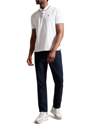 Pure Cotton Jacquard Tipped Polo Shirt
