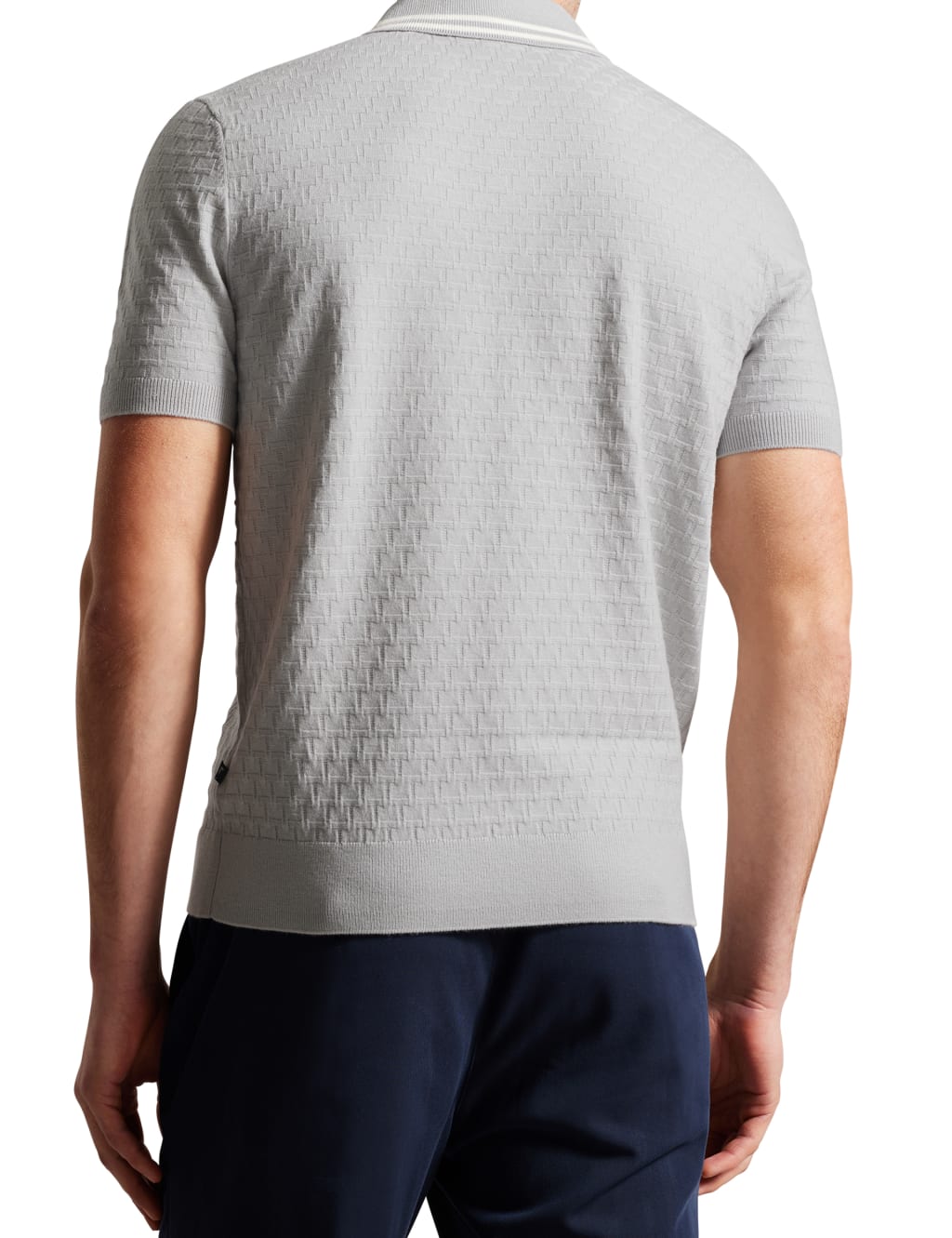 Textured Knitted Polo Shirt with Wool image 4