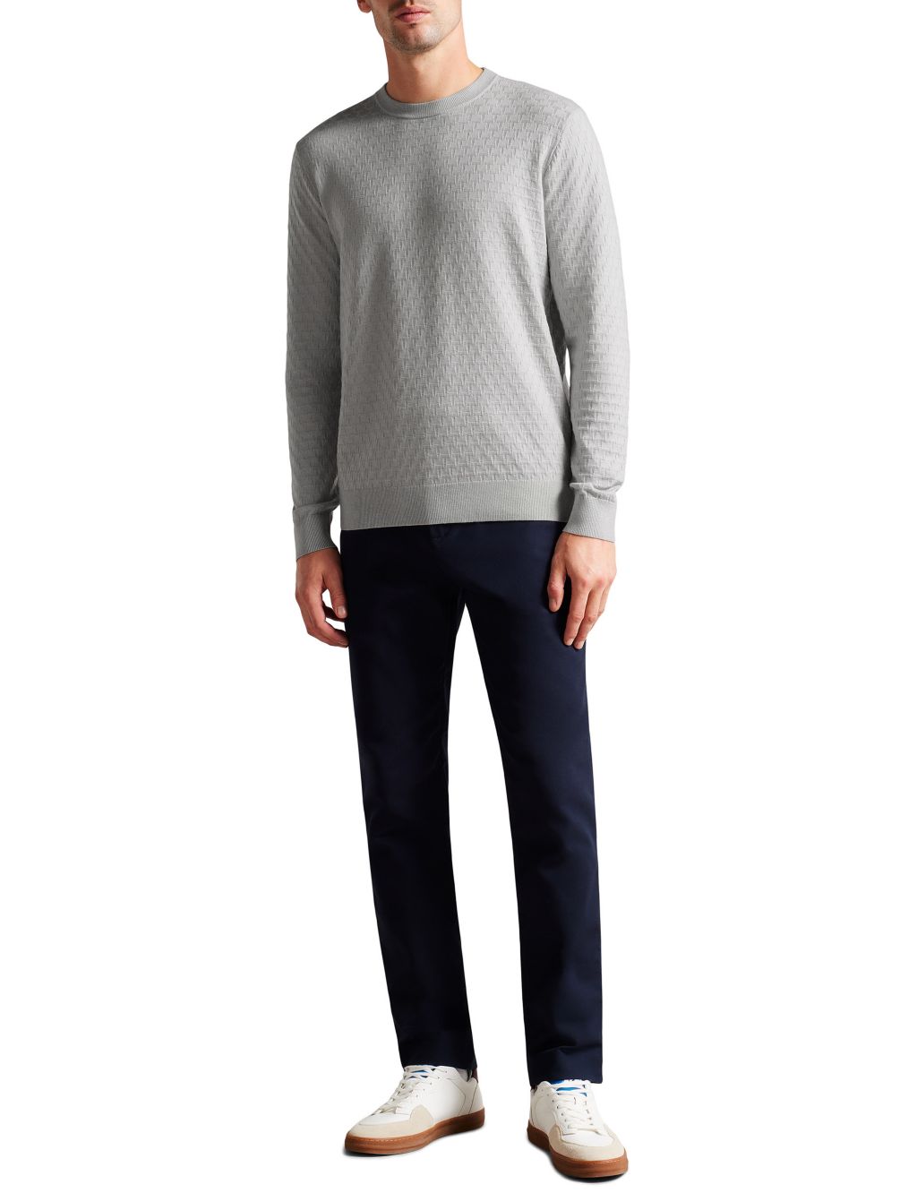 Textured Crew Neck Jumper with Wool image 3