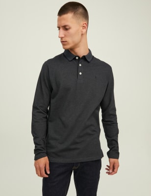 

JACK & JONES Polo 100% algodón de manga largaMens - Grey Mix, Grey Mix