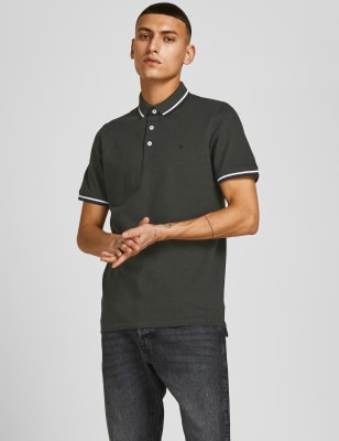 

Mens JACK & JONES Poloshirt aus reiner Baumwolle - Dark Green, Dark Green